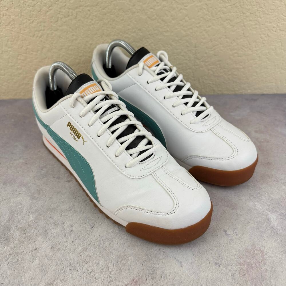 Puma Roma Basic Mens Size 8.5 Low Top Sneakers Shoes White Blue Red 369571-36